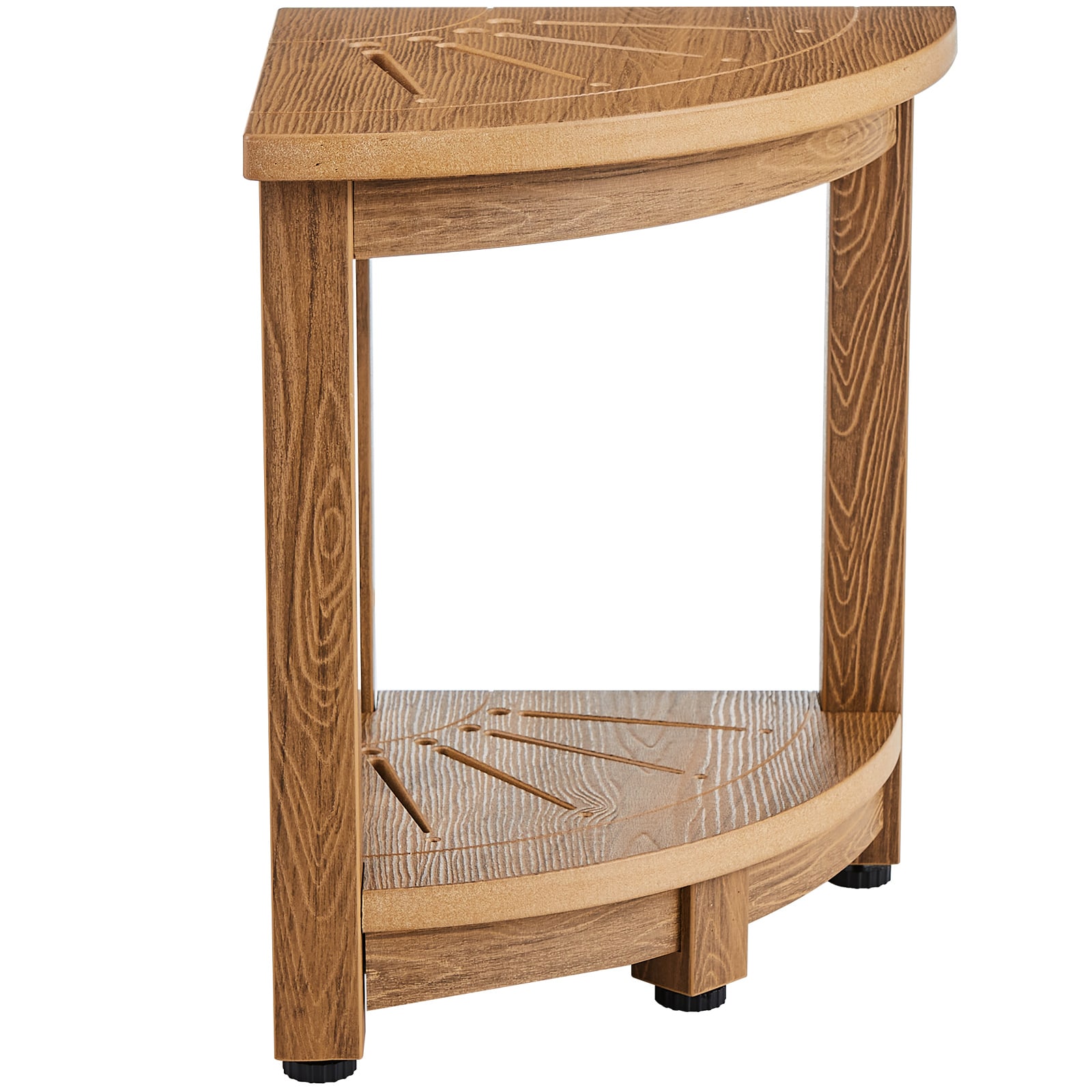 Corner Shower Bench, 16.5" Height 12.8" Radius, Wood Grain Polystyrene, 350 LBS With Storage Shelf, Water Resistant, Shower Stool For Inside & Outside Shower, For Bathroom, Living Room_voghion.com